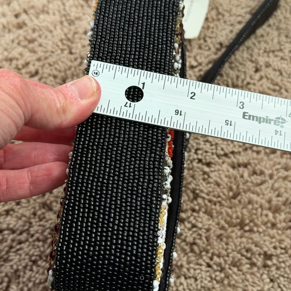 NWT new Anthropologie Fiona beaded shoulder bag holiday desserts black winter - Picture 17 of 17